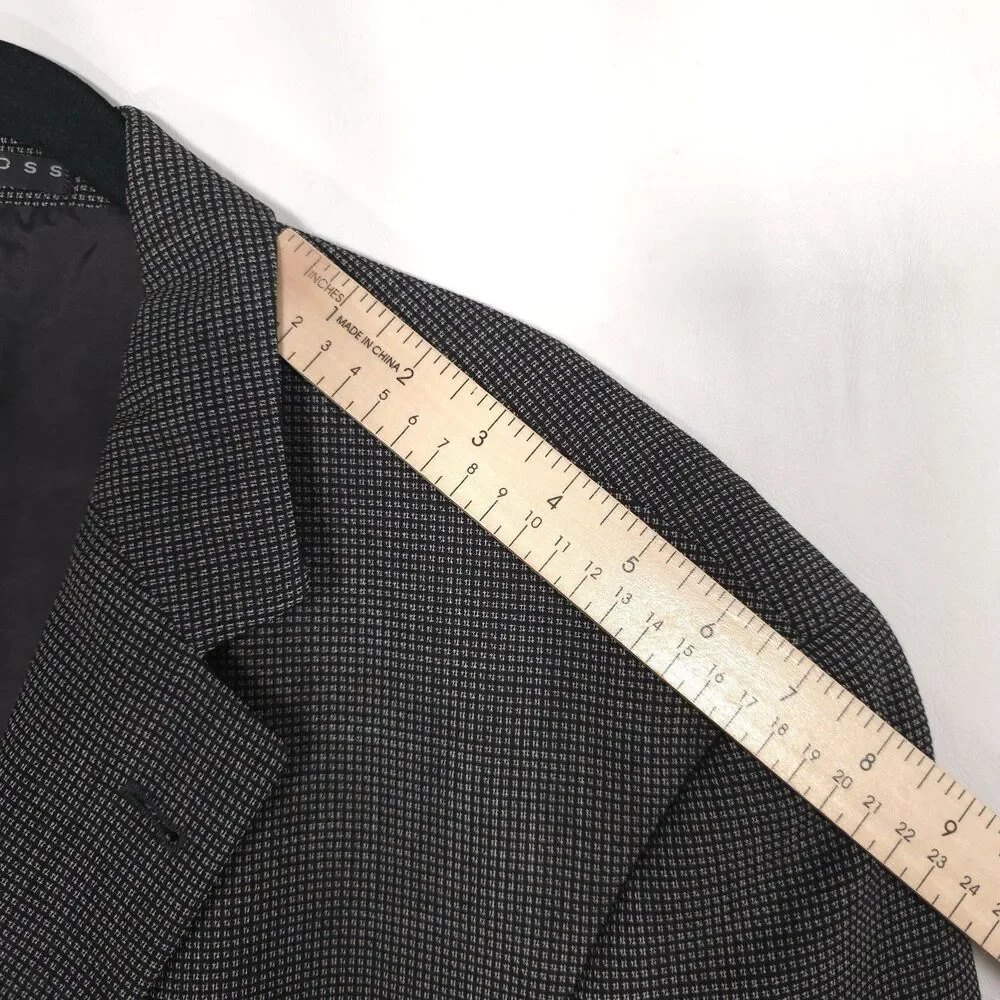 HUGO BOSS Vintage Sport Coat Blazer 44L USA MADE EINSTEIN Virgin Wool UNION MADE